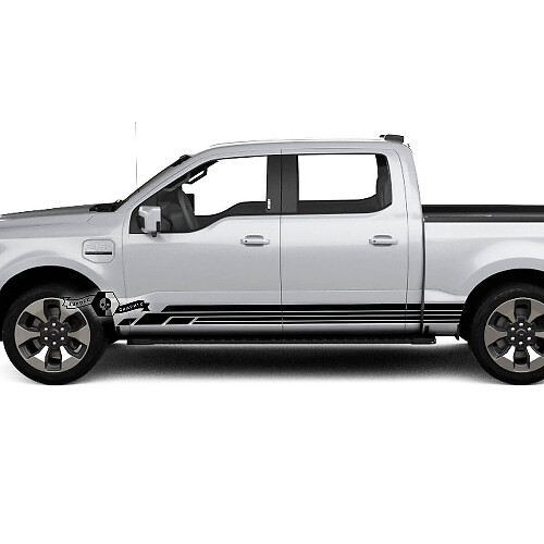Calcomanías de vinilo para las puertas del cuerpo de las líneas de paneles laterales de Ford F-150 Lightning 2022 2023

