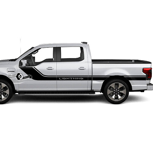 Par Ford F-150 Lightning 2022 2023 Puertas de guardabarros Líneas de cama Rayas Calcomanías para el cuerpo Pegatinas laterales Vinilo gráfico
