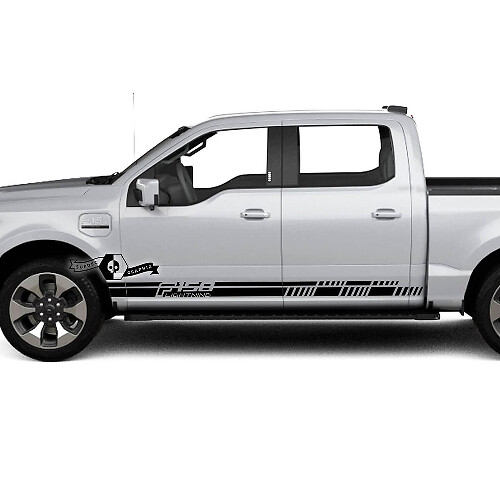 Par Ford F-150 Lightning 2022 2023 Rocker Panel Stripes Calcomanías para el cuerpo Pegatinas laterales Gráficos Vinilo Diseño Supdec
