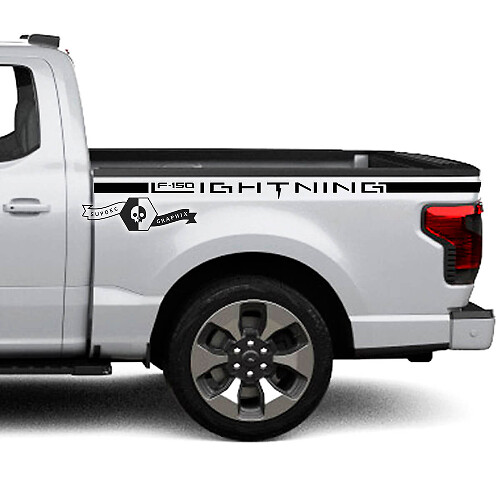 Par Ford F-150 Lightning 2022 2023 Fender Bed Lines Stripes Calcomanías para el cuerpo Pegatinas laterales Gráficos Vinilo Diseño Supdec
