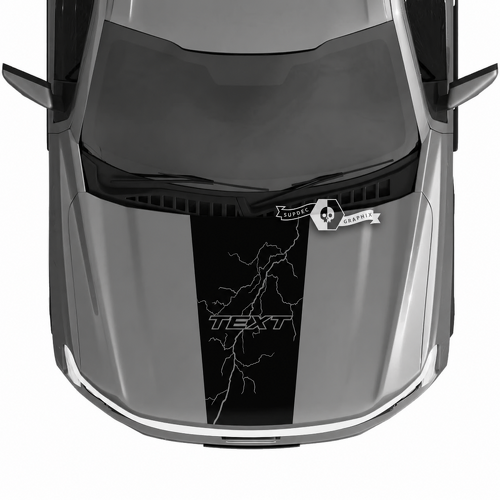 TEXT Thin Outline Bolt Blackout Capó Adhesivo de vinilo para Ford F-150 Lightning 2022-2023
