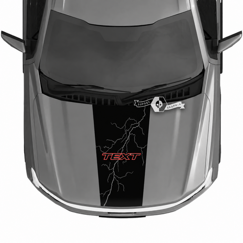 TEXT Red Outline Bolt Blackout Capó Adhesivo de vinilo para Ford F-150 Lightning 2022-2023