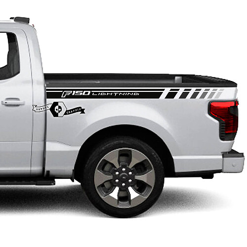 Par Ford F-150 Lightning 2022 2023 Fender Bed Lines Rayas Calcomanías Pegatinas Laterales Gráficos Vinilo Diseño Supdec

