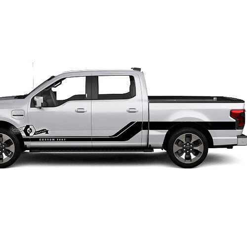 Par Ford F-150 Lightning 2022 2023 Puertas Guardabarros Líneas de Cama Borde Rayas Calcomanías para Carrocería Pegatinas Laterales Gráficos Vinilo Diseño Supdec
