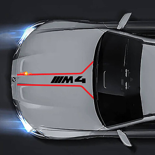 Línea de capó de rendimiento M Performance de BMW M4 G82 G83 calcomanía de vinilo con logo M4
