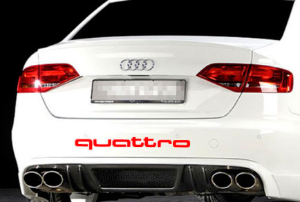 Calcomanía de vinilo para parachoques trasero Quattro para coches Audi