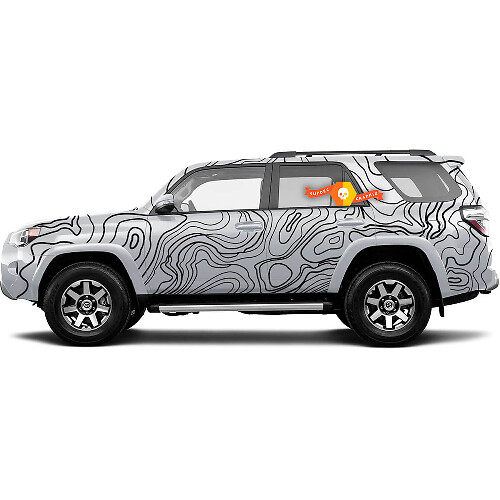 Kit de Calcomanías de Vinilo de Cuerpo Completo con Mapa Topográfico para Toyota 4Runner