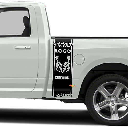 Kit de vinilo adhesivo de franjas Cummins Hemi Diesel para el costado de la caja de camiones Dodge