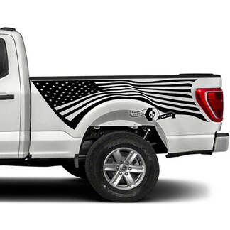 Par de calcomanías laterales con gráficos de bandera de EE. UU. para Ford F-150 XLT 2023 Bed
