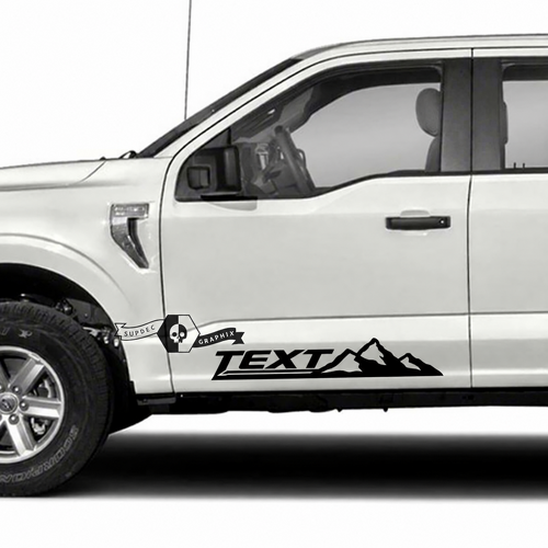 TEXT Three Peak Mountain Line Pair Puerta Adhesivo de vinilo para Ford F-150 2022-2023