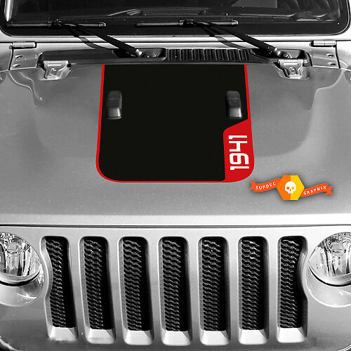Adhesivo de vinilo negro para capó 1941 para Jeep Wrangler Rubicon