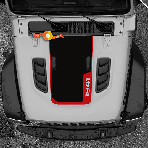 Gráficos adhesivos de vinilo para capó 1941 2 para Jeep Wrangler Rubicon 2 colores