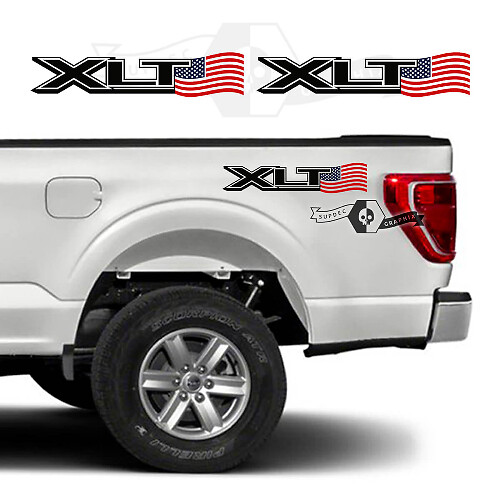 Calcomanías de vinilo laterales con bandera de EE.UU. XLT para Musclecar F-150 2023