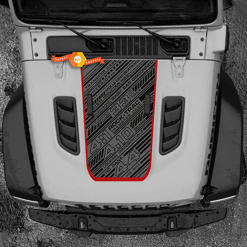 Hood Jeep RUBICON Wrangler JL Vinilo 2018 + Up Banner Calcomanía Etiqueta Gráficos
