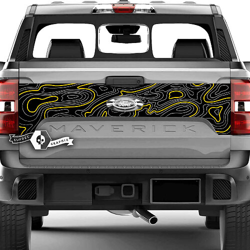 Vinilo Adhesivo para Portón Trasero con Mapa Topográfico para Musclecar truck XLT Maverick