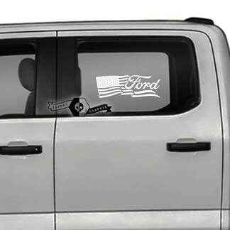 Par de pegatinas laterales con bandera de Ford USA, logotipo de ventana, gráficos de puerta, pegatina lateral
