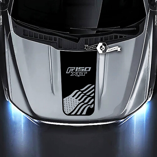 Calcomanía de vinilo para capó con logotipo de la marca y bandera de EE. UU. para camión Musclecar XLT