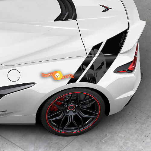 Kit de pegatinas gráficas para guardabarros de cama lateral, Punisher Jake, Chevy Corvette Z06 C8, 2 colores, 2
