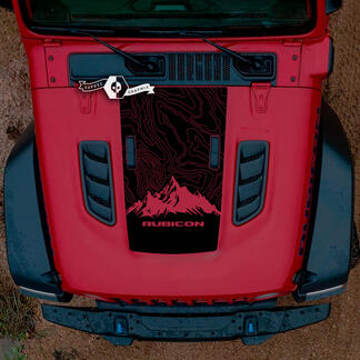 Hood Jeep RUBICON Montañas Wrangler JL Vinilo Banner Calcomanía Etiqueta Gráficos
