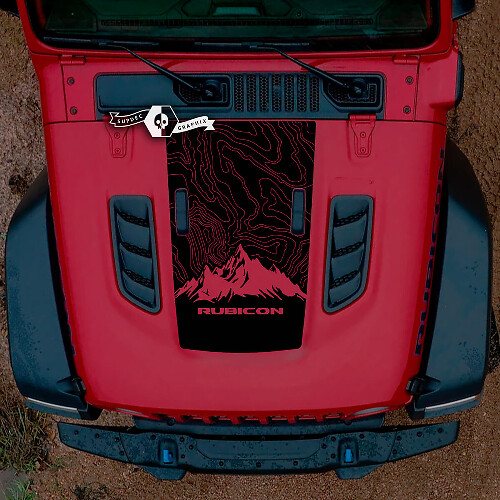 Hood Jeep RUBICON Montañas Wrangler JL Vinilo Banner Calcomanía Etiqueta Gráficos
