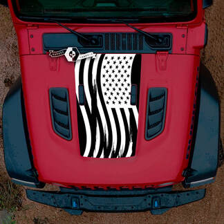 Hood Jeep RUBICON Wrangler JL Vinilo Bandera de EE. UU. Banner Calcomanía Etiqueta Gráficos 2 colores
