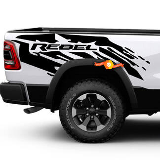 Par Dodge Ram 1500 Rebel Splash Mud vinilo calcomanía lateral camión vehículo camioneta gráfica
