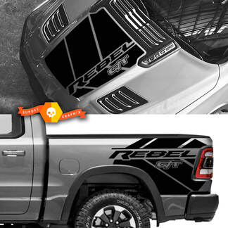 Kit para capó y cama Dodge Ram 1500 Rebel GT vinilo adhesivo lateral camión vehículo camioneta gráfica
