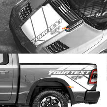Kit de Vinilos Decorativos para Capó y Lado de Cama Estilo GT para Dodge Ram 1500 Rebel_3