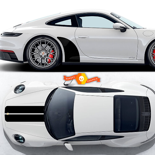 Calcomanía adhesiva vinilo de franjas de acento para capó lateral Porsche 911