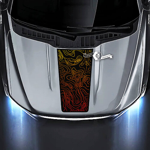 Calcomanía de vinilo con estilo de degradado de mapa topográfico para capó de Musclecar camión XL XLT STX Lariat