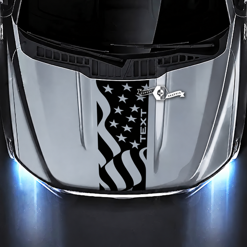 TEXT Waving USA Flag Hood Panel Capó Adhesivo de vinilo para Ford F-150