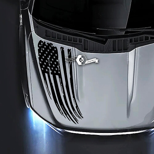 Ford F-150 XL XLT STX LARIAT Hood Destroyed Flag USA Calcomanías gráficas laterales Pegatinas
