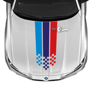 2021+ BMW M4 M3 G80 G82 G83 M Performance Hood M Color Center Checkerboard Flag Vinilo calcomanía pegatina
