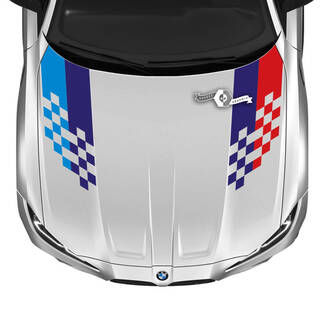 2021+ BMW M4 M3 G80 G82 G83 M Performance Hood M Color Tablero de ajedrez Bandera Calcomanía de vinilo
