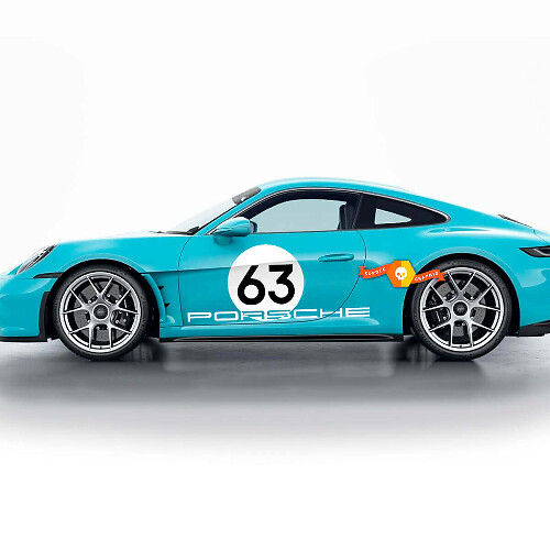 Juego de calcomanías con letras de logotipo del 60º aniversario para las puertas laterales estilo S/T para Porsche 911 2023