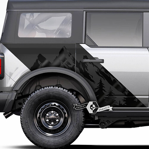 Par de pegatinas de estilo para puertas laterales y montañas, pegatinas de bosque para Ford Bronco, 2 colores
