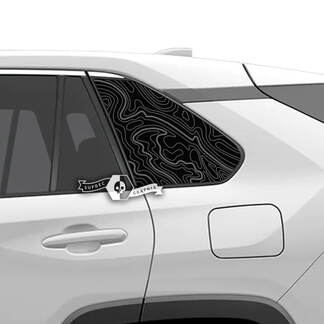 Par de pegatinas de mapa topográfico de ventanas laterales para Toyota Rav4
