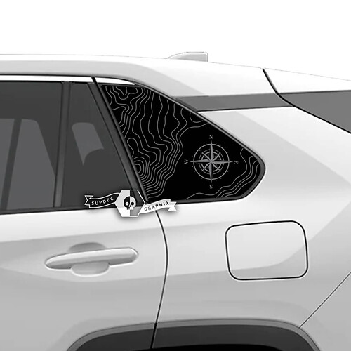 Par Toyota Rav4 ventanas laterales mapa topográfico brújula vinilo calcomanía pegatina

