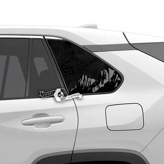Par Toyota Rav4 ventanas laterales mapa topográfico montaña vinilo calcomanía pegatina
