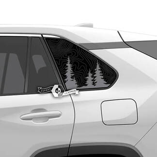 Par Toyota Rav4 ventanas laterales mapa topográfico bosque vinilo calcomanía pegatina
