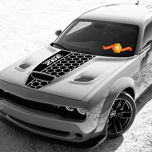 Dodge Challenger 392 Scat Pack Honeycomb Hood Hemi Hood Blackout Vinilo Calcomanía Pegatina
