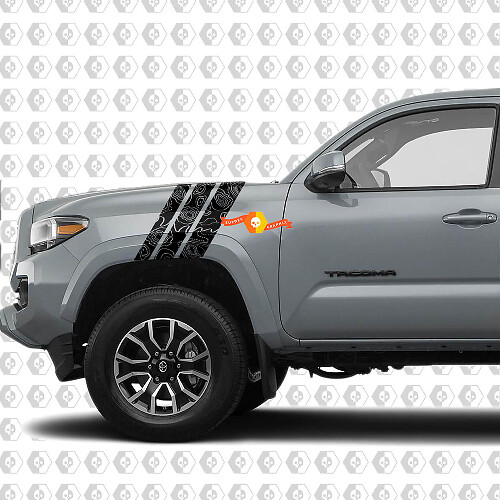 Kit de calcomanías de vinilo de rayas frontales estilo topográfico para Toyota Tacoma 2016-24