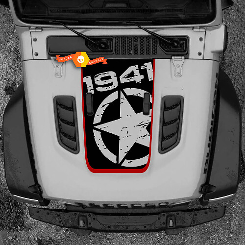 Calcomanía de vinilo para capó con estrella envejecida 1941 para Jeep Wrangler
