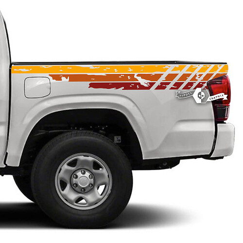 Pegatinas de vinilo vintage con efecto desgastado para las franjas laterales de Toyota Tacoma