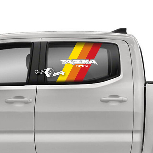 Calcomanías de vinilo con rayas de la vieja escuela para ventana estilo Toyota Tacoma Raptor, pegatina gráfica

