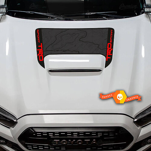 Calcomanía de vinilo para capó con mapa topográfico TRD para Toyota Tacoma 2016-2024