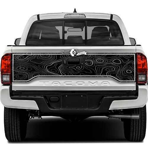 Toyota Tacoma SR5 Puerta trasera Mapa topográfico Topo Calcomanías de vinilo Etiqueta gráfica
