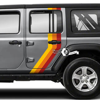 Par Jeep Wrangler Unlimited puerta guardabarros lateral raya 3 colores vinilo pegatina calcomanía
