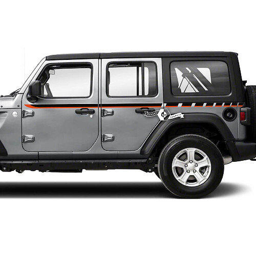 Par Jeep Wrangler Unlimited Accent Line Doors Fender Side Stripe Vinilo adhesivo calcomanía
