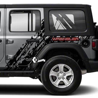 Par Jeep Wrangler Unlimited Splash Doors Side Mud 2 colores Logo Wrangler calcomanía gráfica JK 4 puertas
